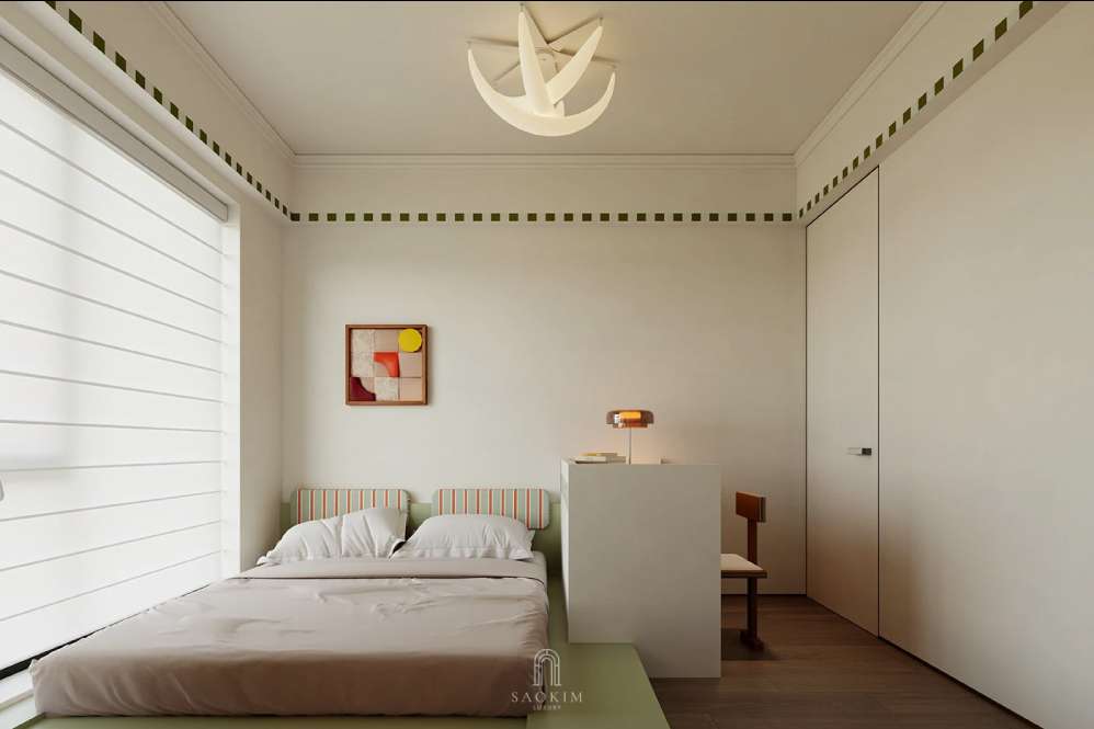 Thiết kế phòng ngủ cho bé chung cư The Nelson phong cách Contemporary kết hợp Quiet Luxury, điểm nhấn xanh tươi mát


